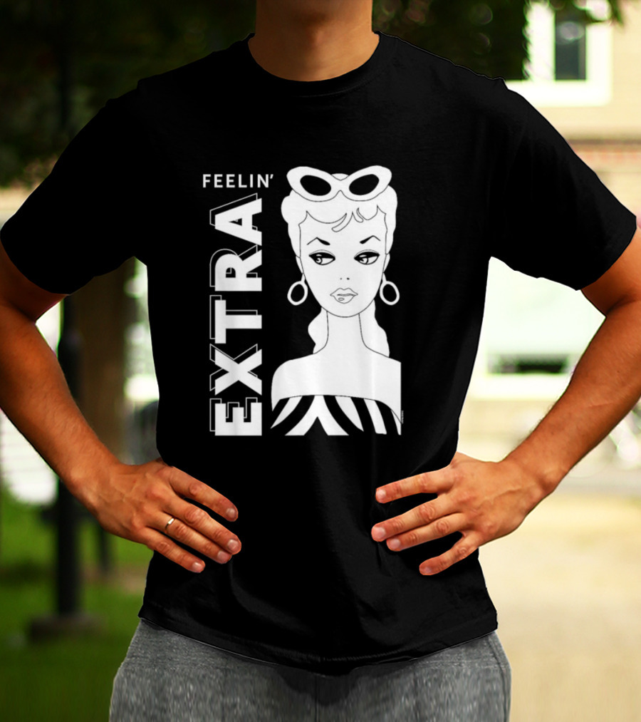 Feelin' Extra Barbie Retro Style Sunglasses And Hoop Earrings T-Shirt