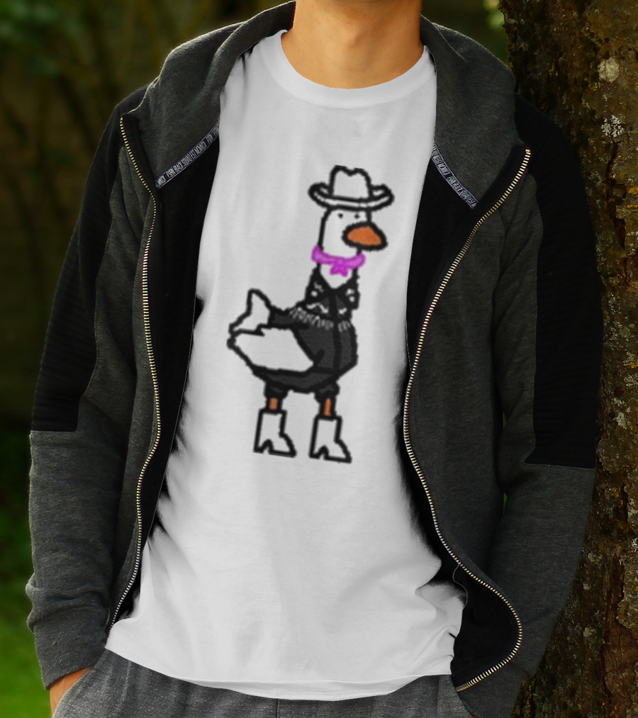Ryan Goose-Ling Barbie Goose Wearing Cowboy Hat And Pink Bowtie T-Shirt