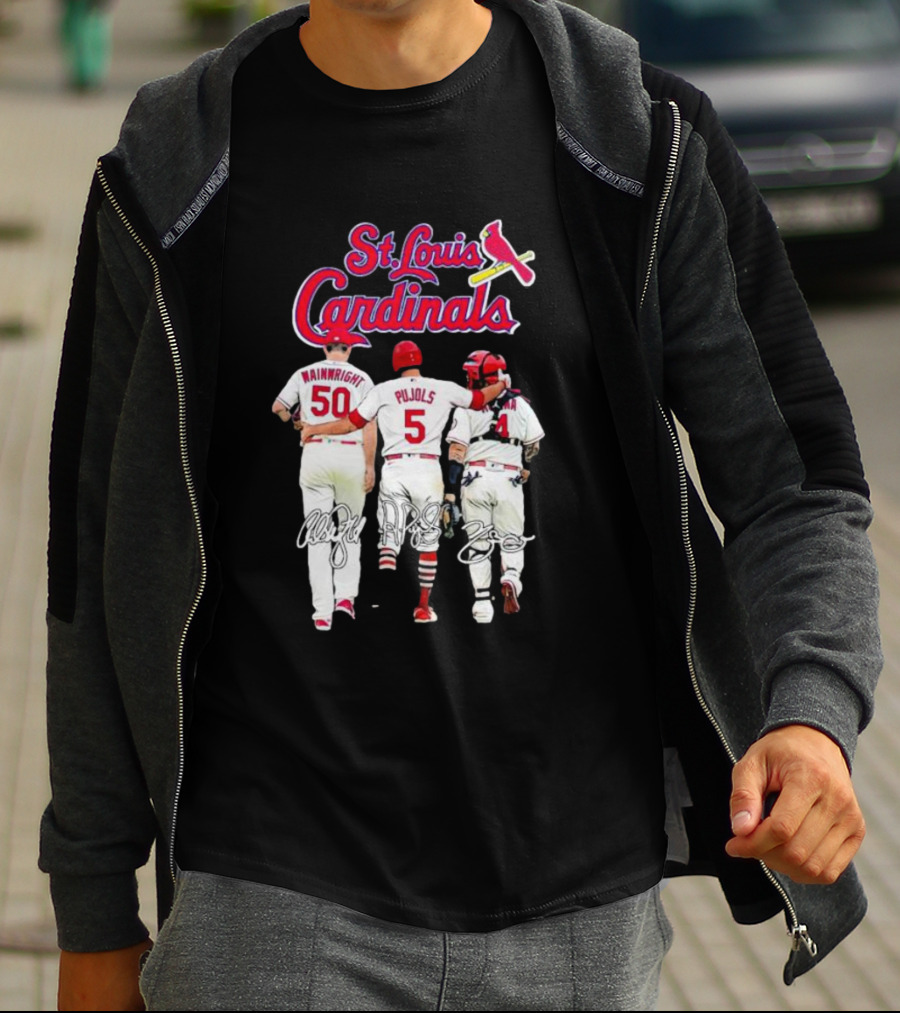 St Louis Cardinals Wainwright Pujols Molina Signatures T-Shirt