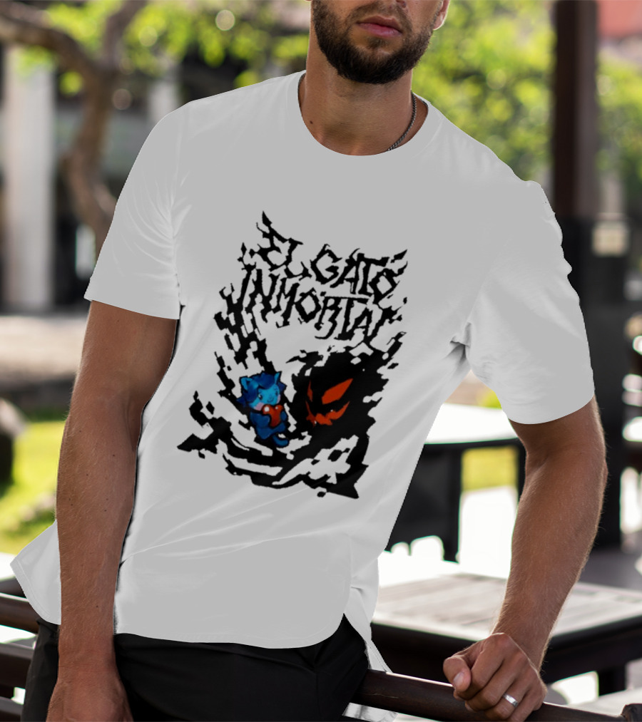 El Gato Inmortal Spooky Halloween Cat Pumpkin Shadow T-Shirt