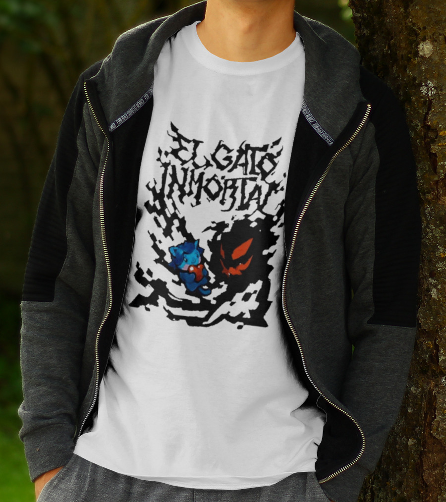El Gato Inmortal Spooky Halloween Cat Pumpkin Shadow T-Shirt