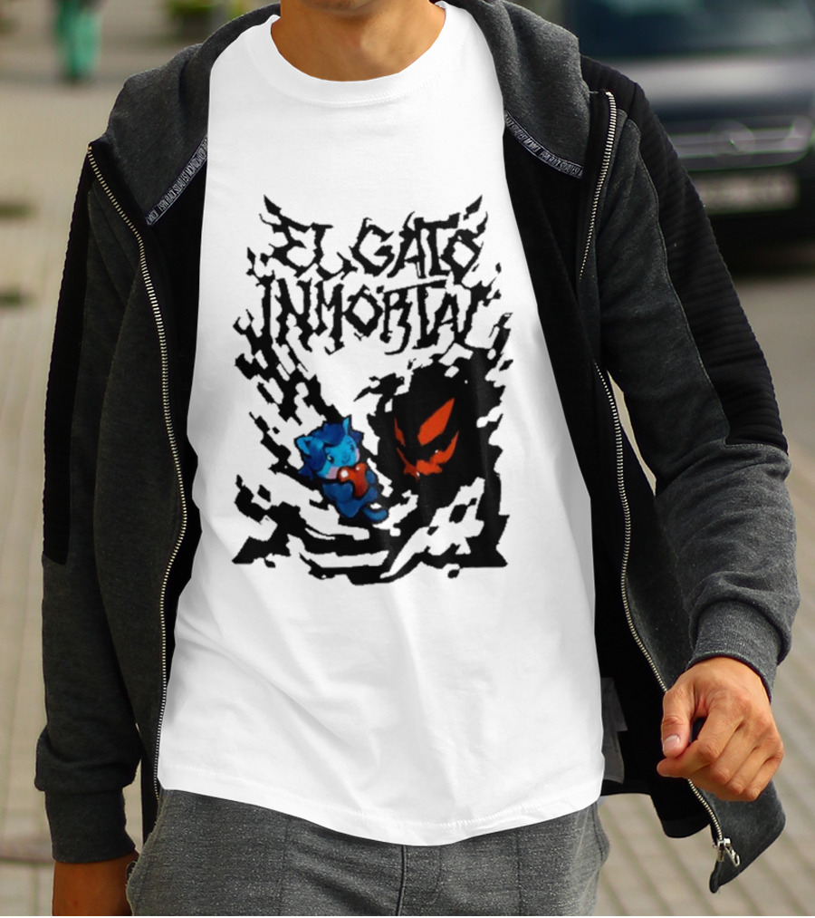 El Gato Inmortal Spooky Halloween Cat Pumpkin Shadow T-Shirt