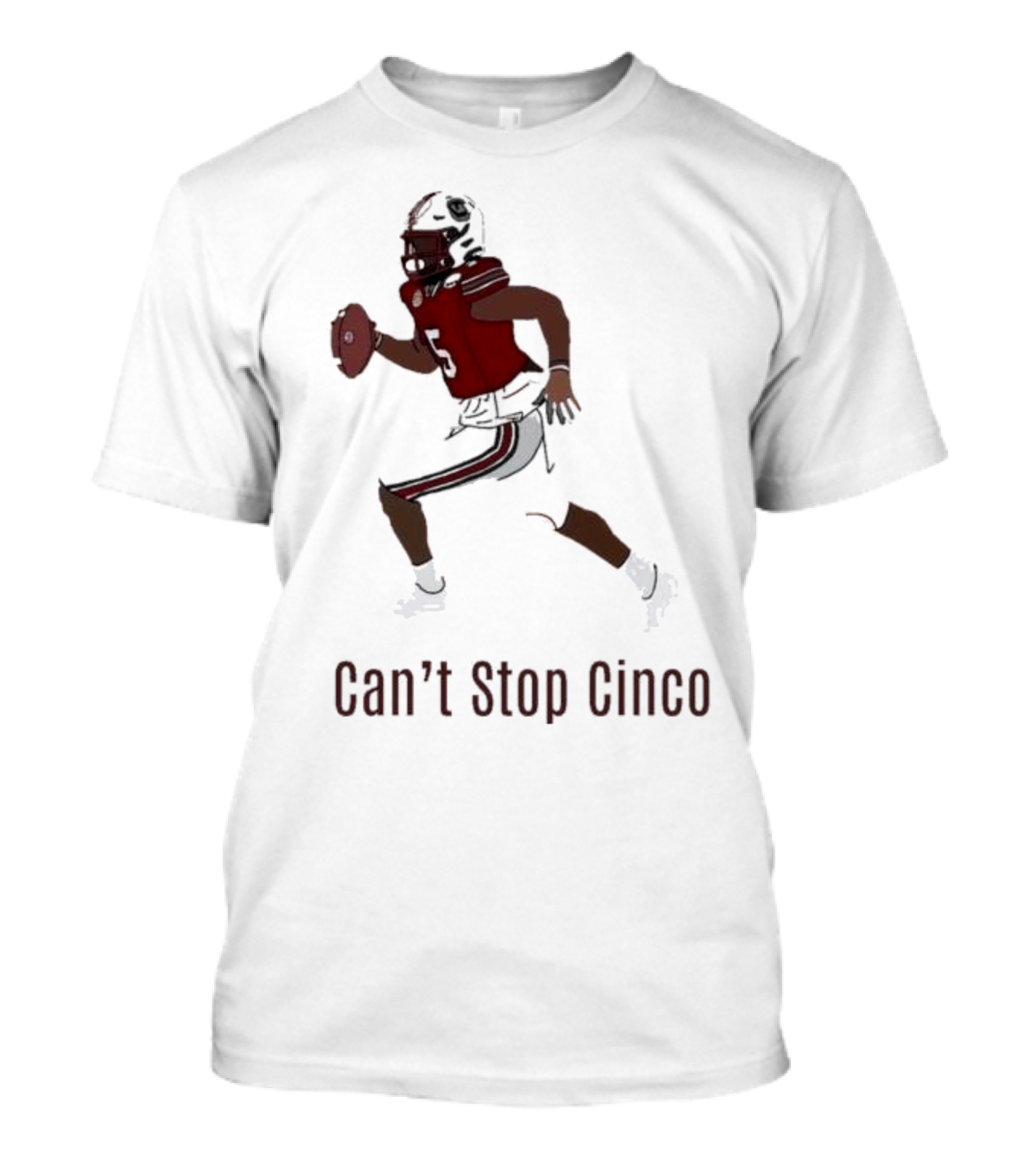 Can't Stop Cinco Football Player In Red And Black Uniform T-Shirt