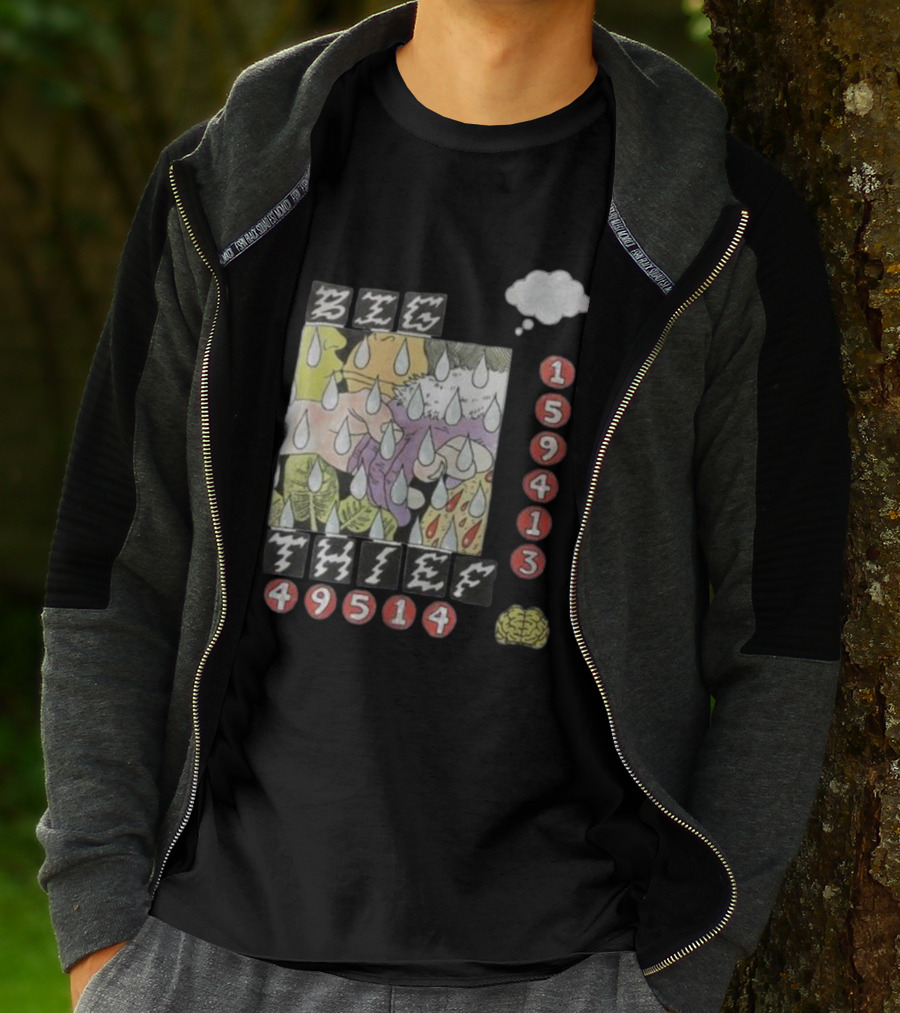 3E6 159413 49514 Comic Style Raindrops Thought Bubble Brain T-Shirt