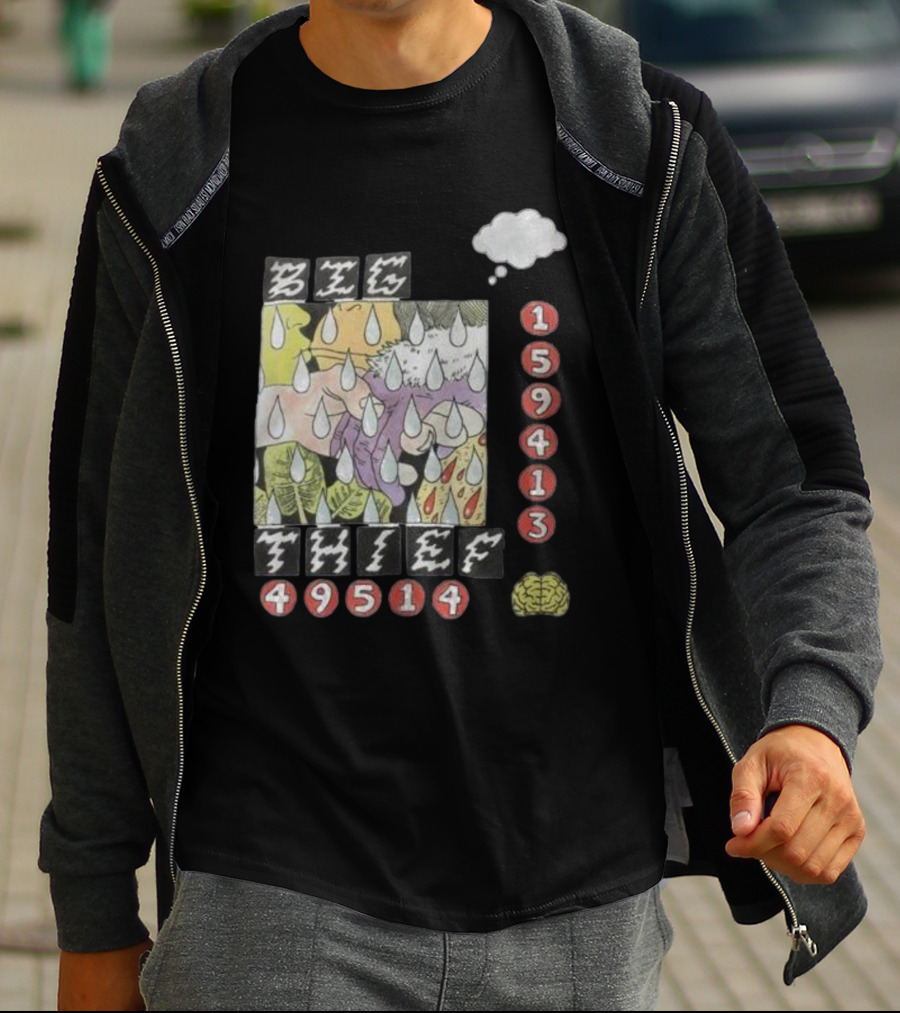 3E6 159413 49514 Comic Style Raindrops Thought Bubble Brain T-Shirt