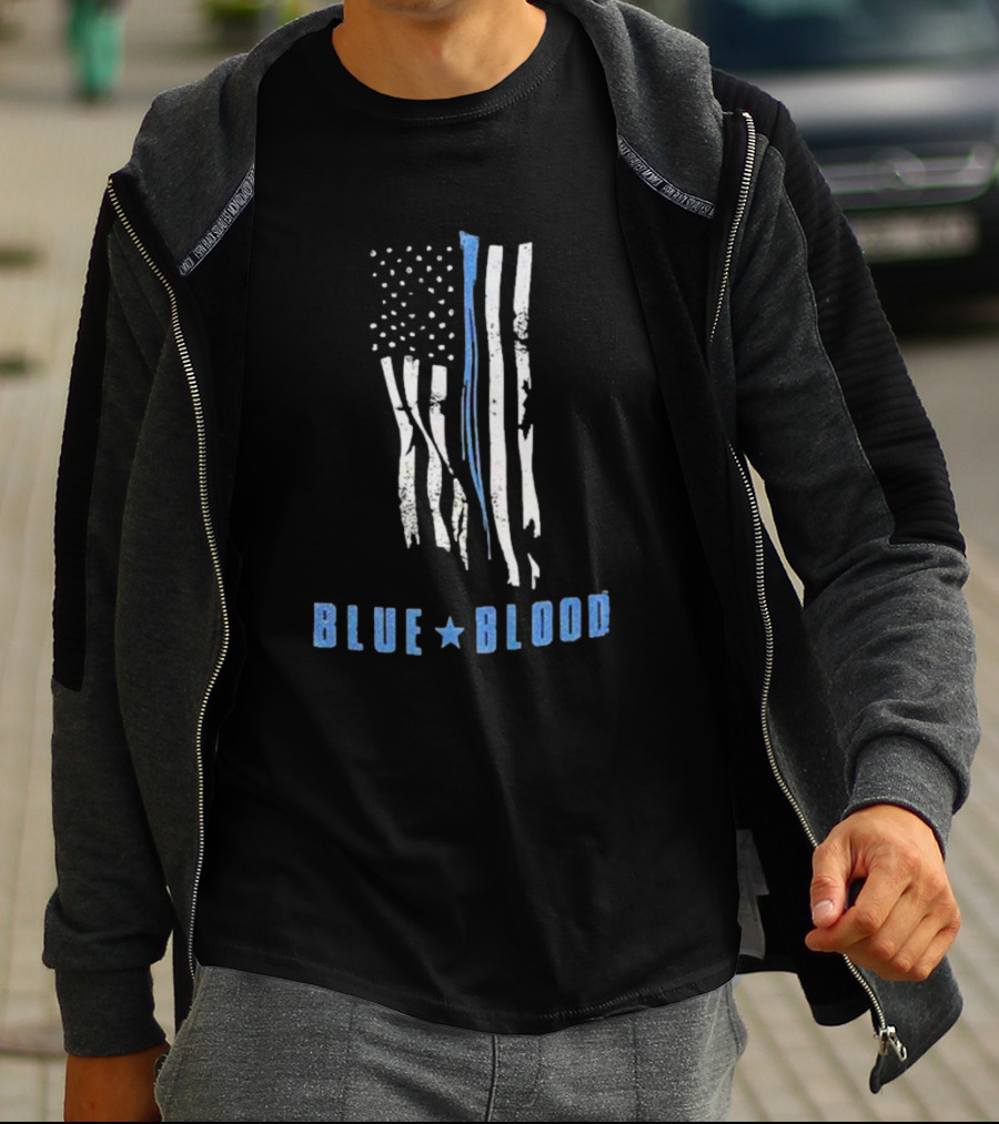 Blue Blood American Flag Thin Blue Line T-Shirt