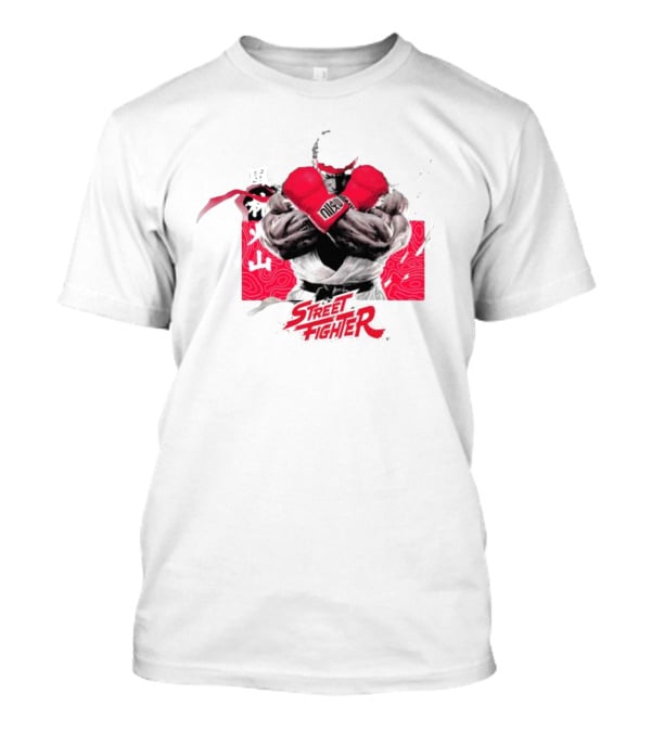 Dim Mak X Street Fighter V Ryu Boxing Glove Pose On Red T-Shirt