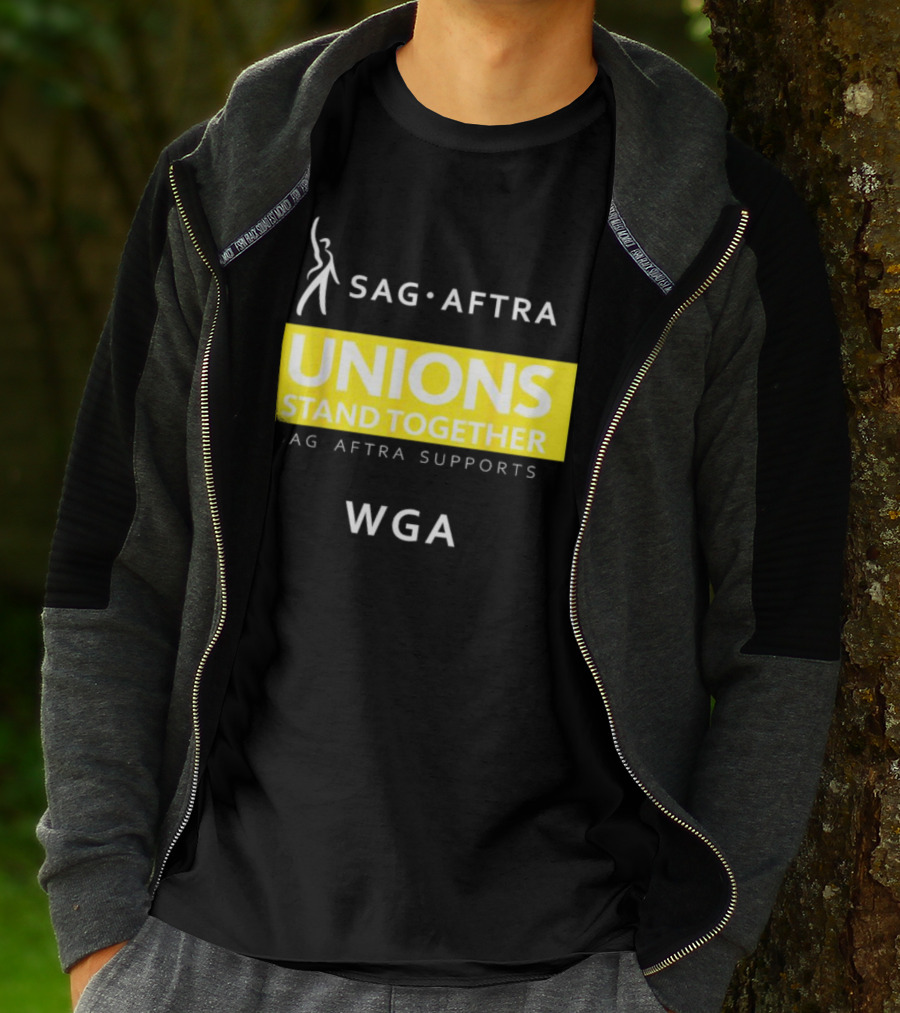 SAG-AFTRA Unions Stand Together Supports WGA T-Shirt