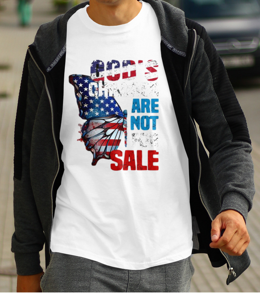 God's Children Are Not For Sale American Flag Butterfly T-Shirt