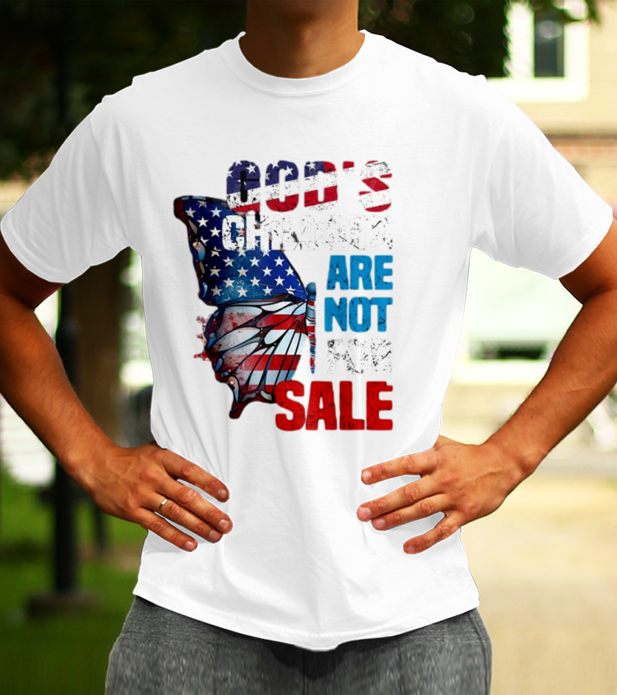 God's Children Are Not For Sale American Flag Butterfly T-Shirt