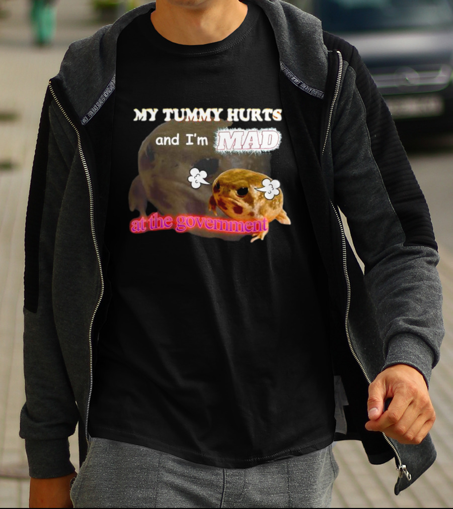 My Tummy Hurts And I'm MAD At The Government Frog Meme T-Shirt