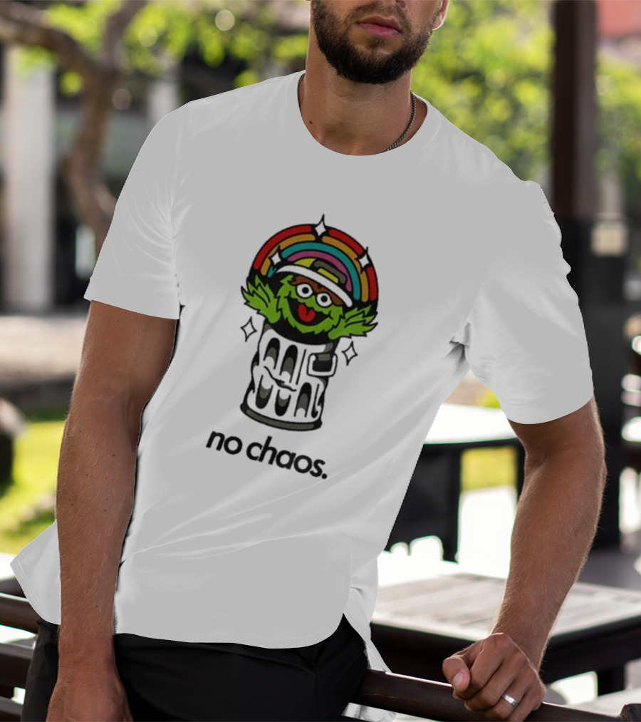 No Chaos Grouchy Rainbow Trash Can T-Shirt