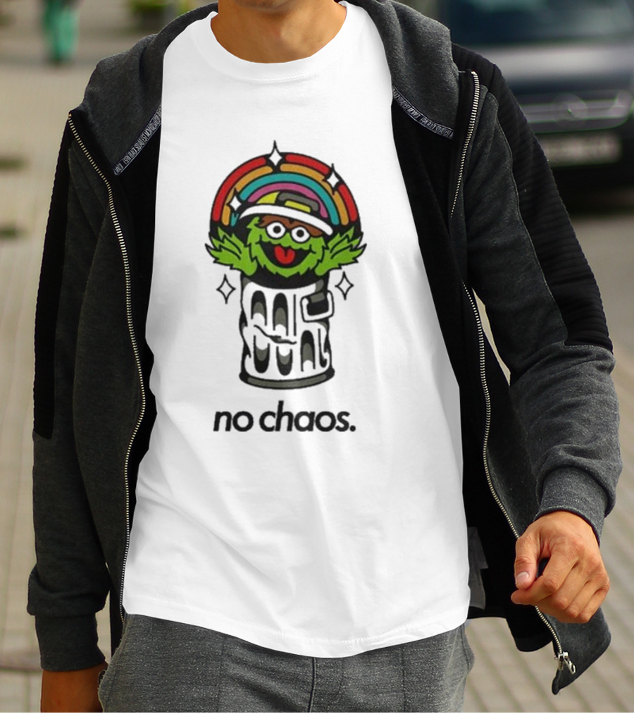 No Chaos Grouchy Rainbow Trash Can T-Shirt