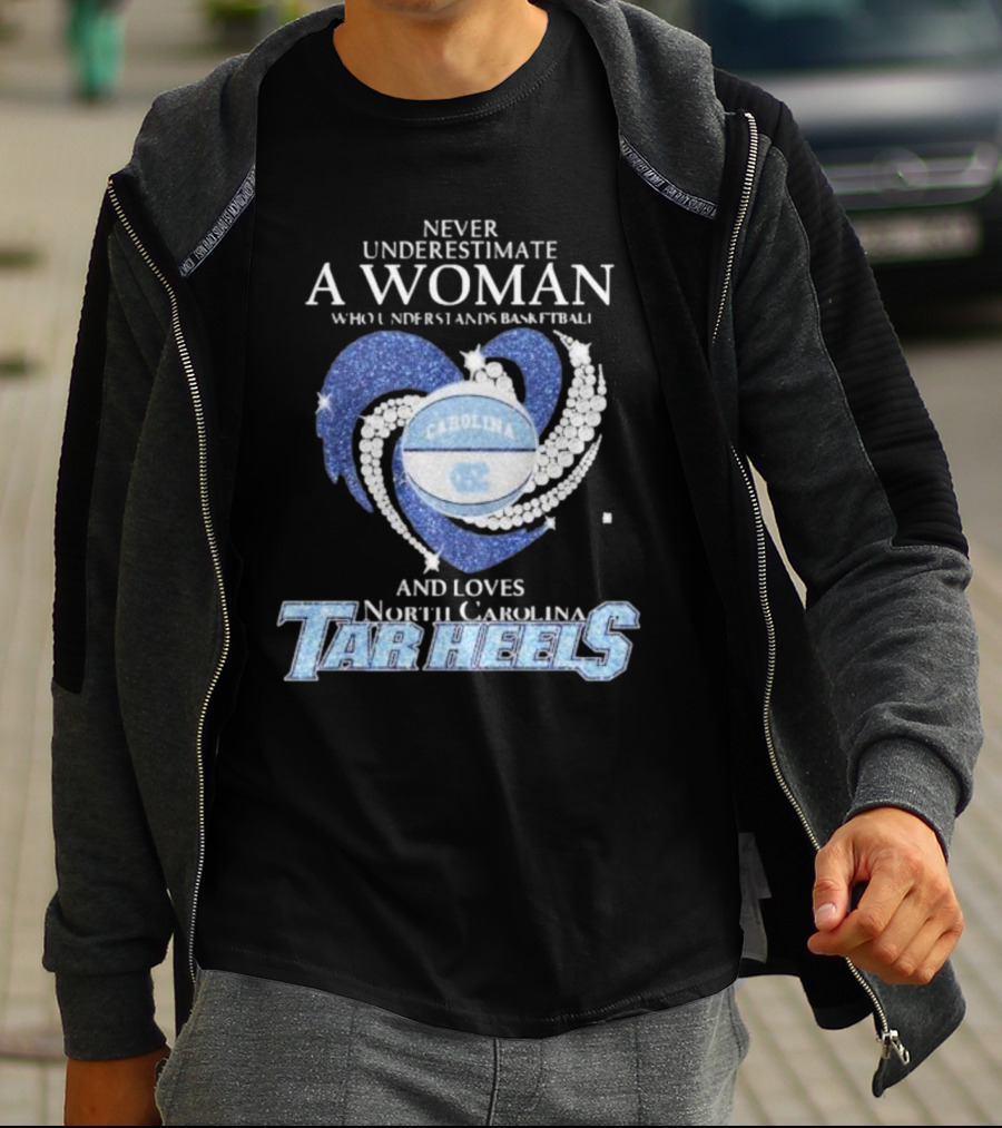 Never Underestimate A Woman Who Understands Basketball And Loves North Carolina Tar Heels Carolina Basketball T-Shirt