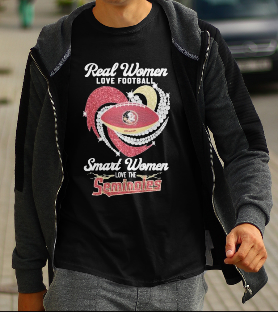 Real Women Love Football Smart Women Love The Seminoles Football T-Shirt