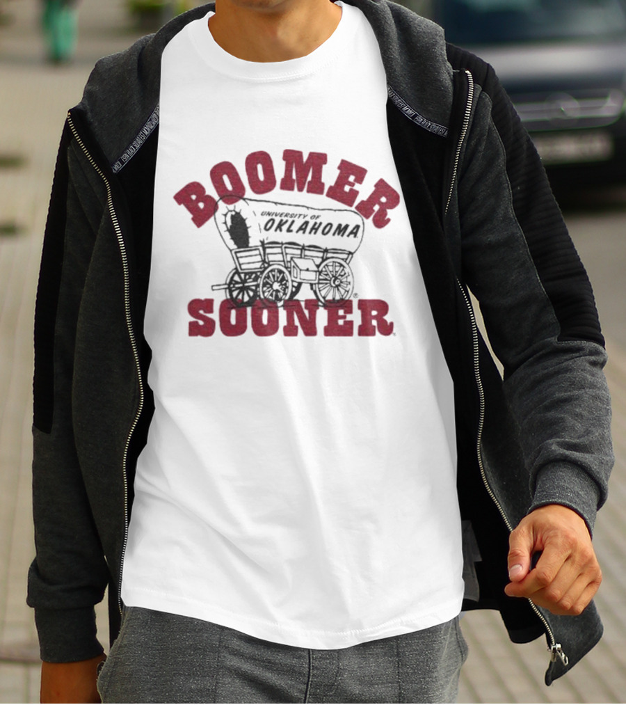 Boomer Sooner University Of Oklahoma Wagon Design Ash T-Shirt