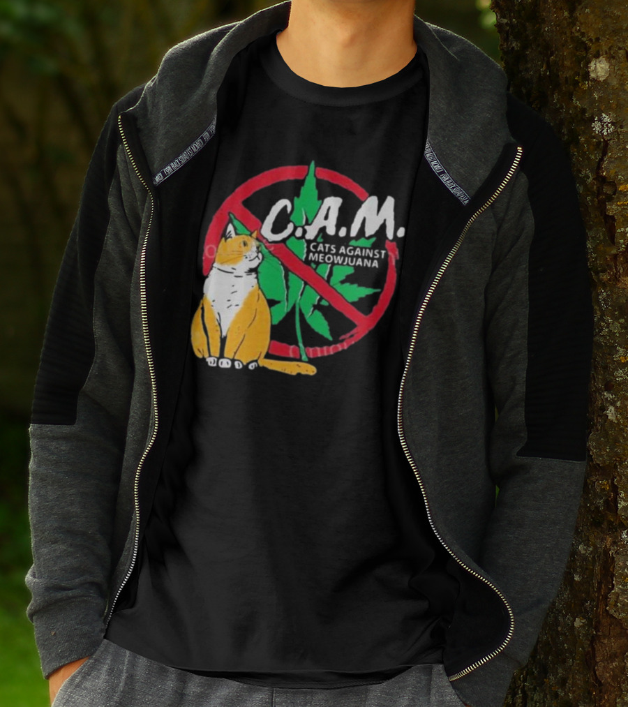 C.A.M. Cats Against Meowijuana Leaf With Tabby T-Shirt