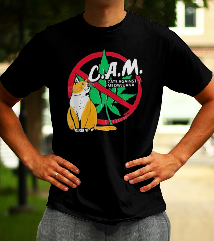 C.A.M. Cats Against Meowijuana Leaf With Tabby T-Shirt