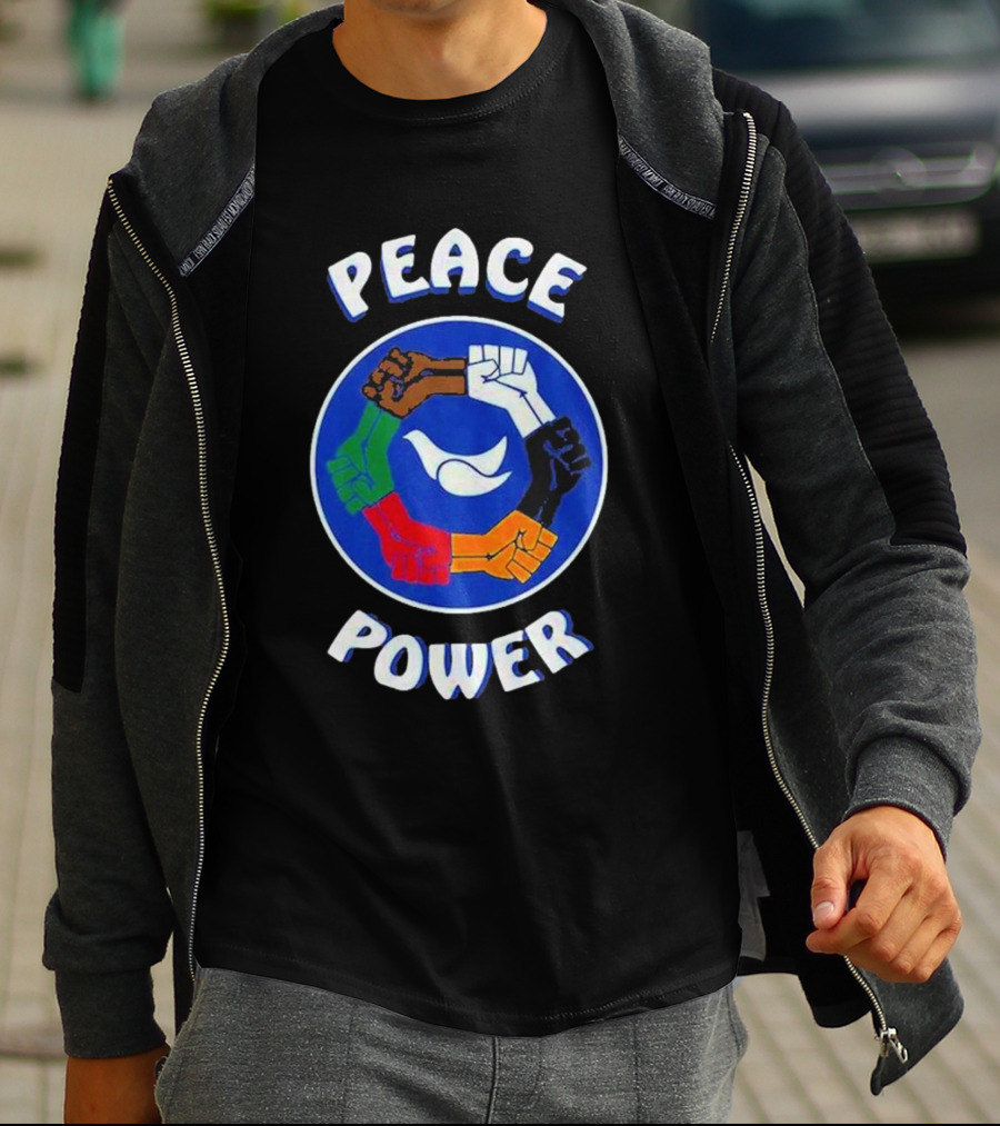 Peace Power Unity Fists Circle Dove Chocolate Skateboards T-Shirt