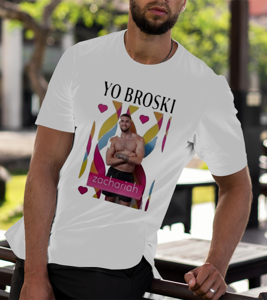 Yo Broski Zachariah Colorful Abstract Hearts T-Shirt