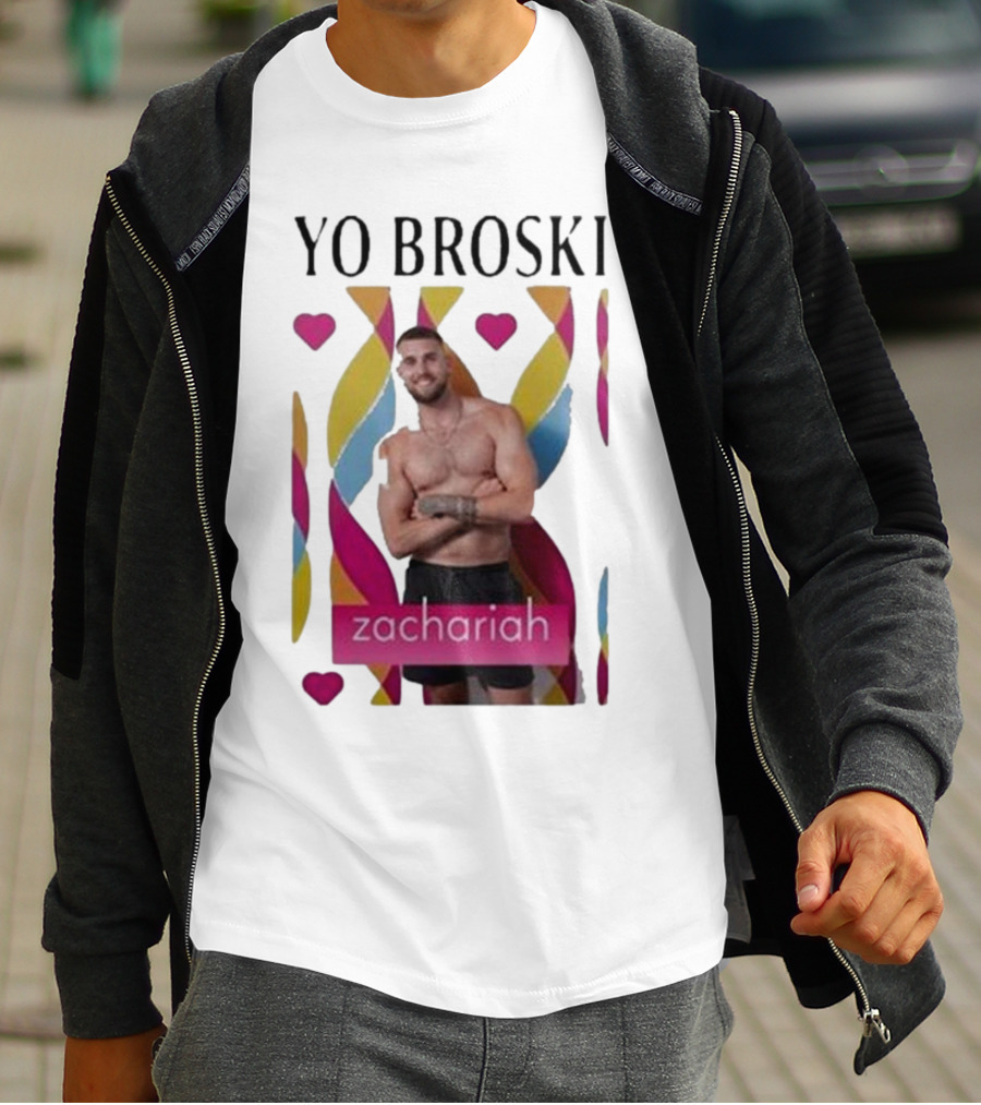 Yo Broski Zachariah Colorful Abstract Hearts T-Shirt