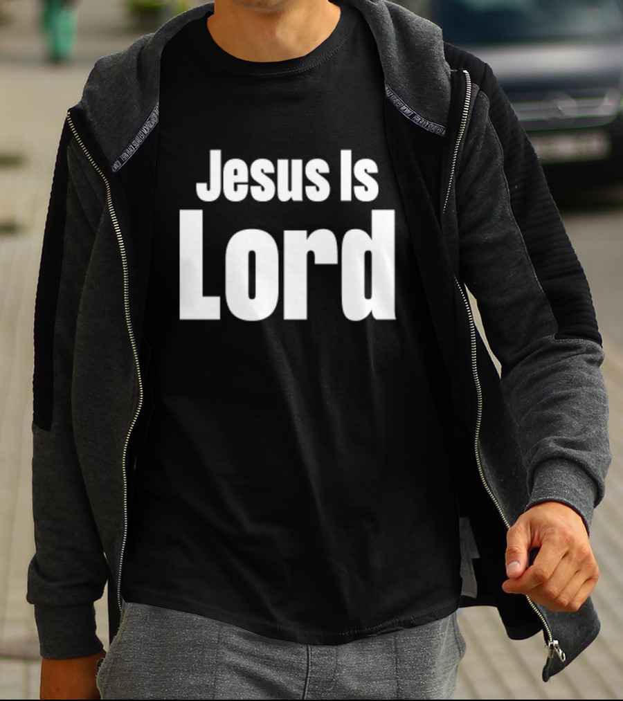 Jesus Is Lord Bold White Text On Black Background Christian Message T-Shirt