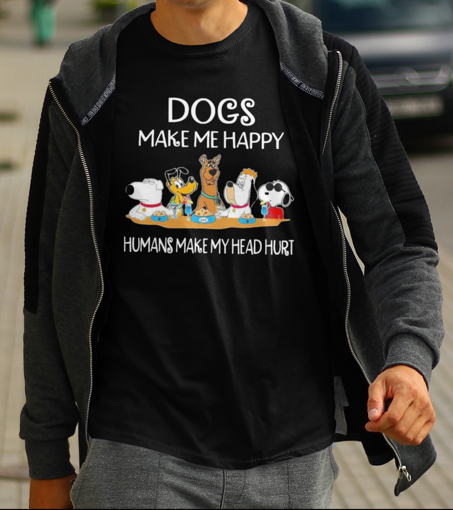 Dogs Make Me Happy Humans Make My Head Hurt Snoopy Dog Friends T-Shirt