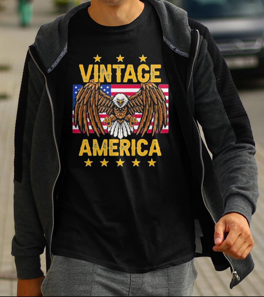 Vintage America Eagle Stars United States Flag T-Shirt
