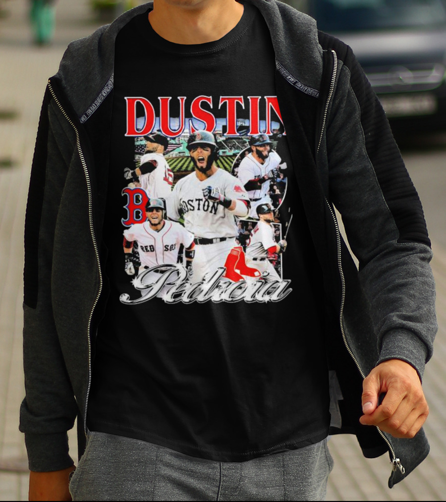 Dustin Pedroia Boston Red Sox Baseball Action Montage T-Shirt