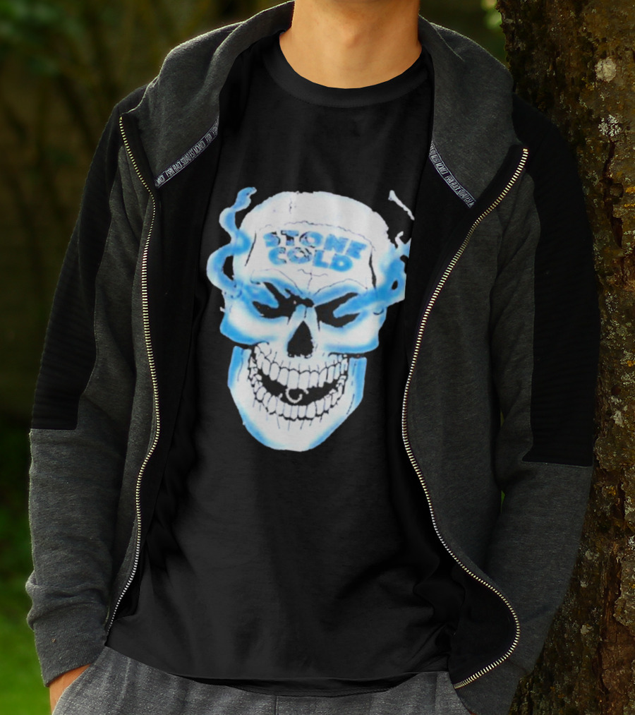 De Paul Wearing Stone Cold Steve Austin Smoking Skull T-Shirt