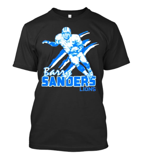 Barry Sanders Detroit Lions Running Back Iconic Blue T-Shirt