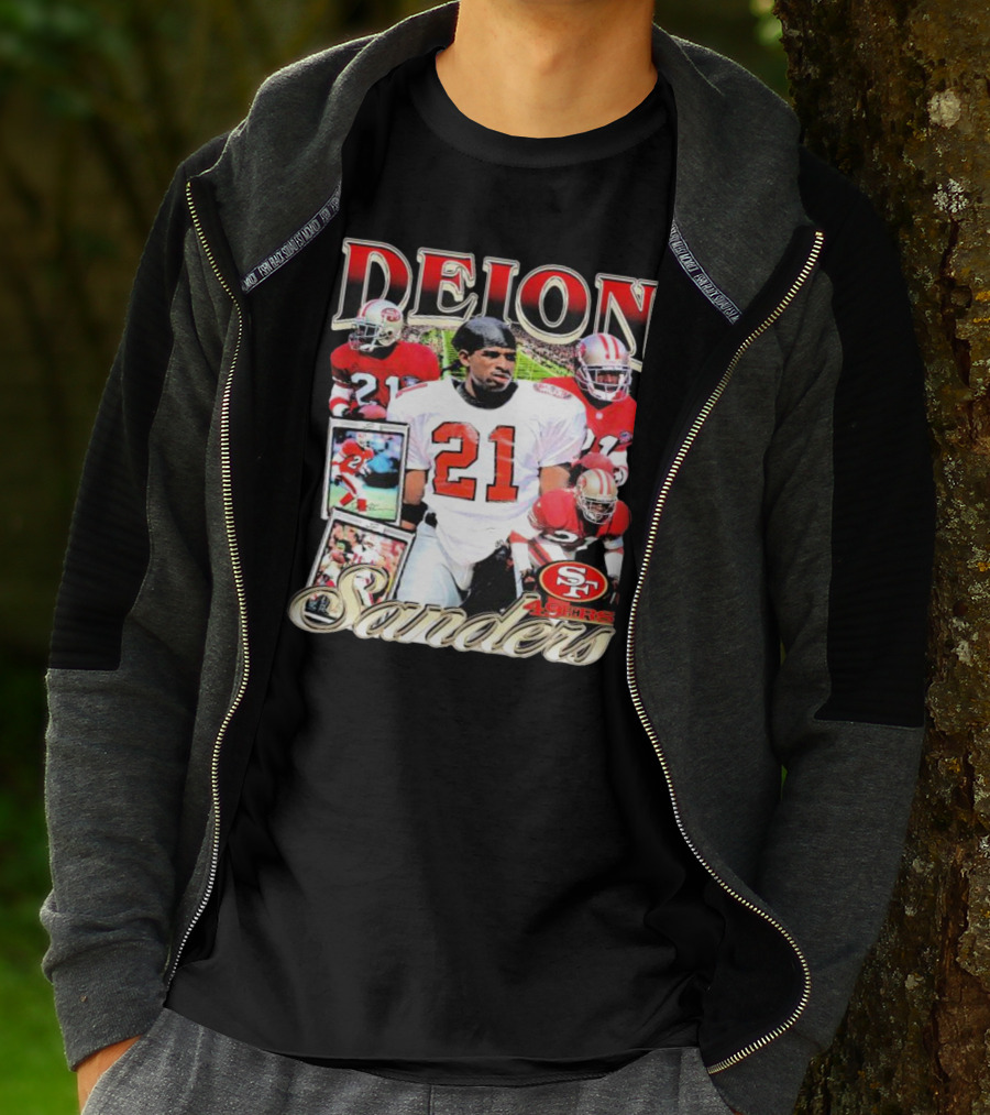 Deion Sanders San Francisco 49ers Football 21 Signature T-Shirt