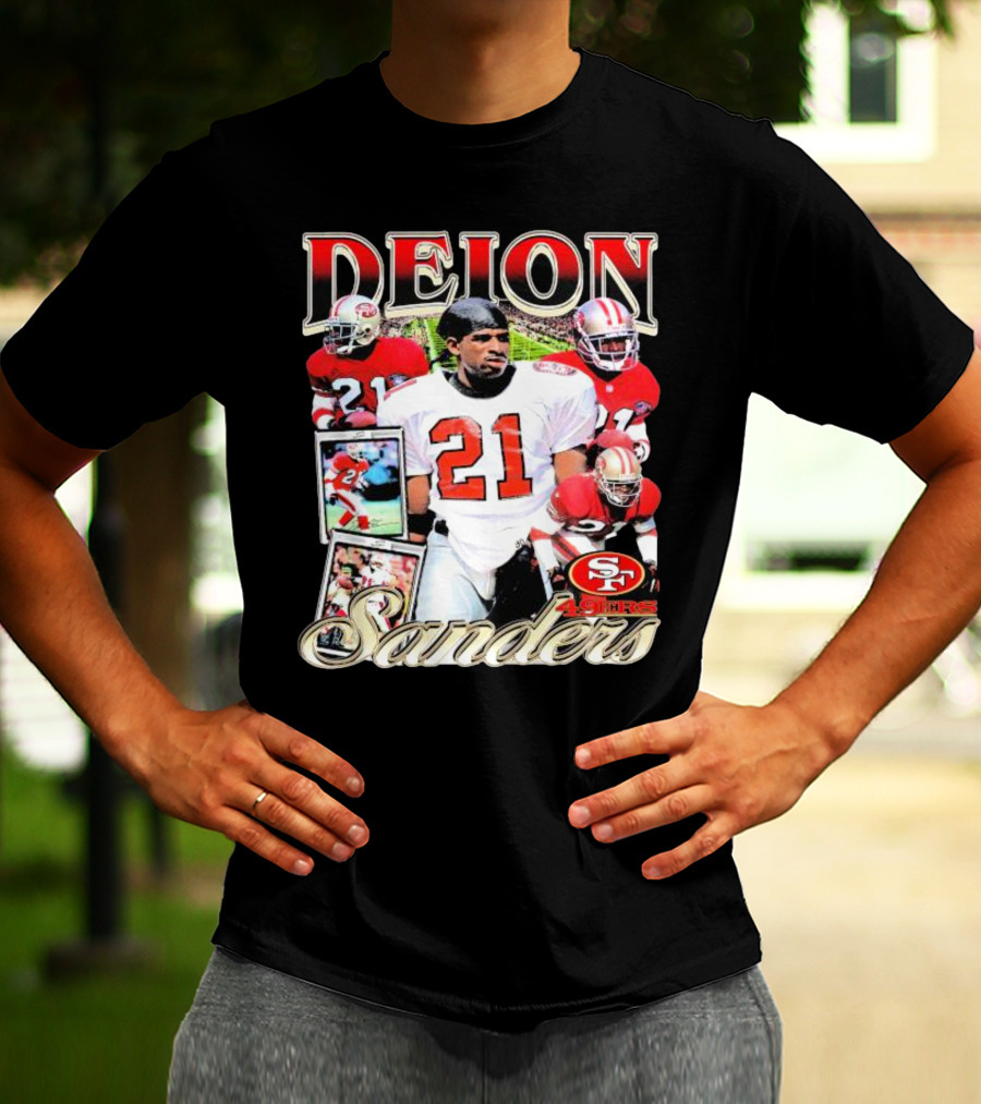 Deion Sanders San Francisco 49ers Football 21 Signature T-Shirt