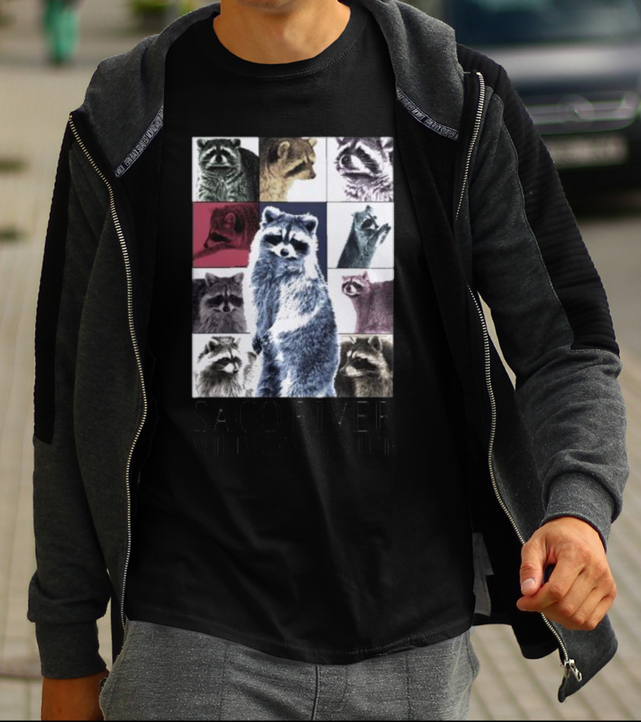 Raccoons Through The Eras Saco River Wildlife Center Wildlife Appreciation T-Shirt