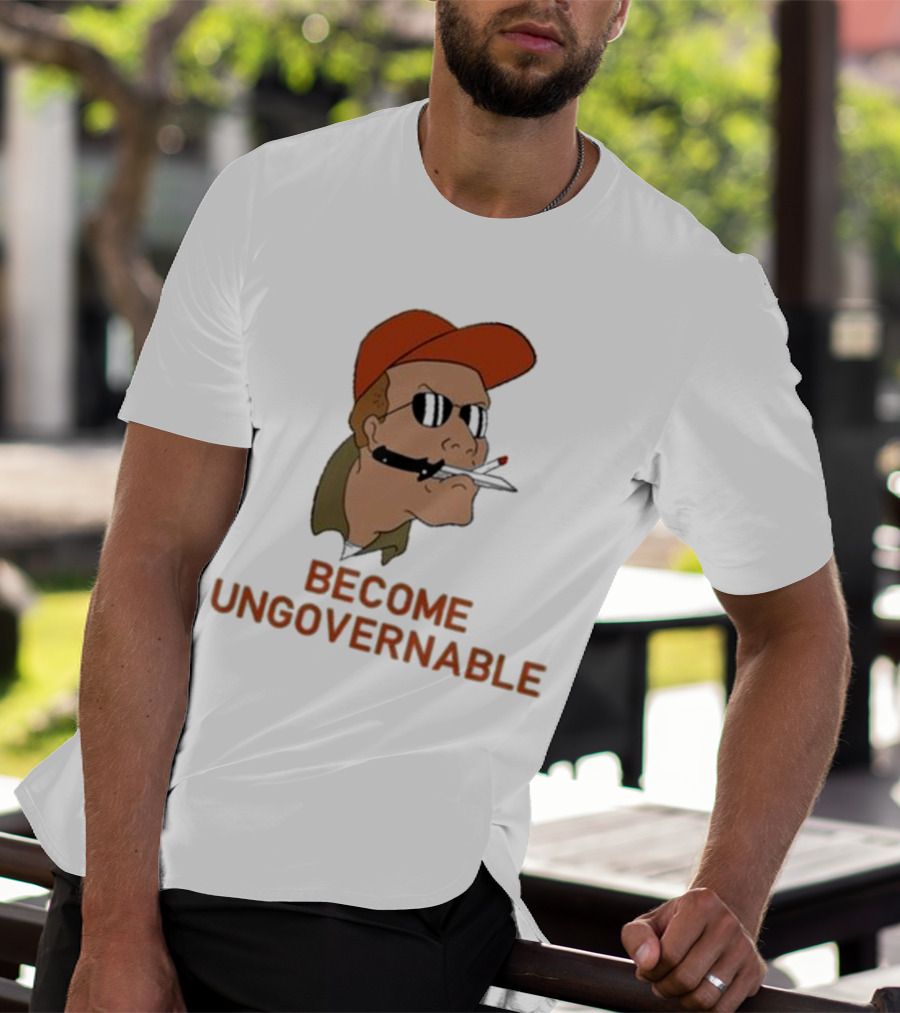 Become Ungovernable Rusty Shackleford Smoking Character With Sunglasses And Orange Hat T-Shirt