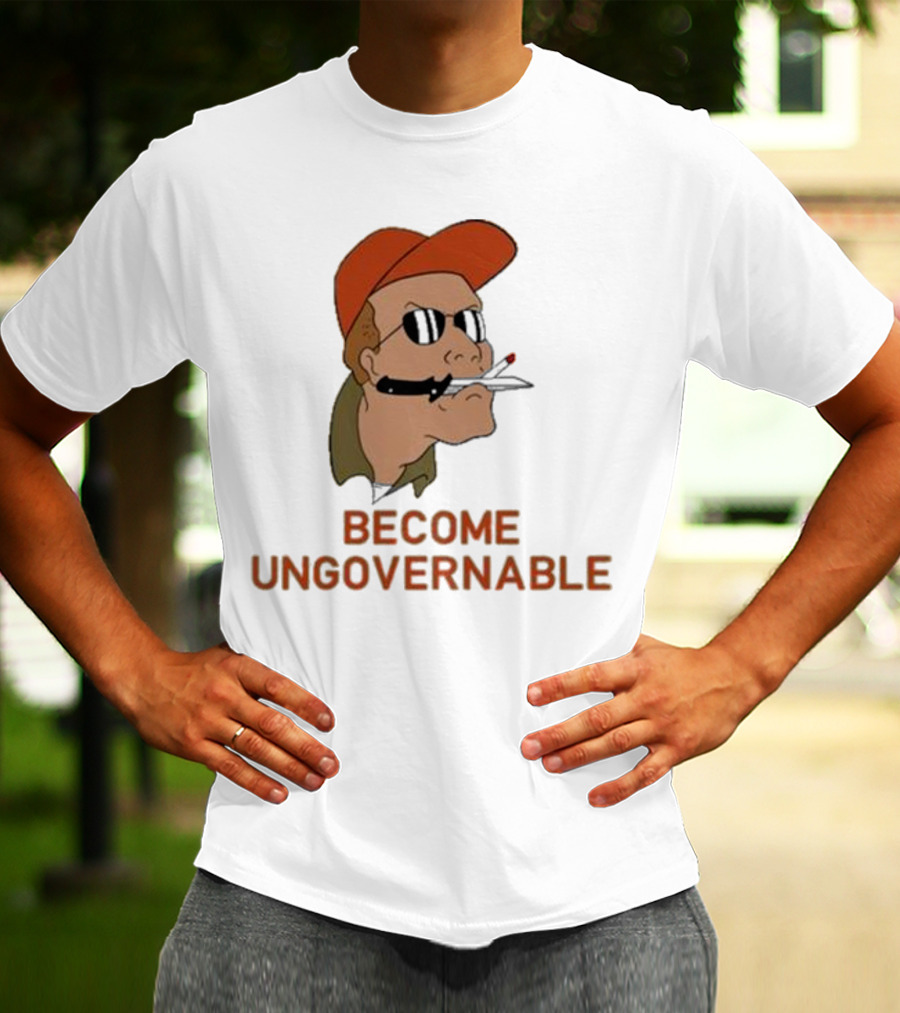Become Ungovernable Rusty Shackleford Smoking Character With Sunglasses And Orange Hat T-Shirt