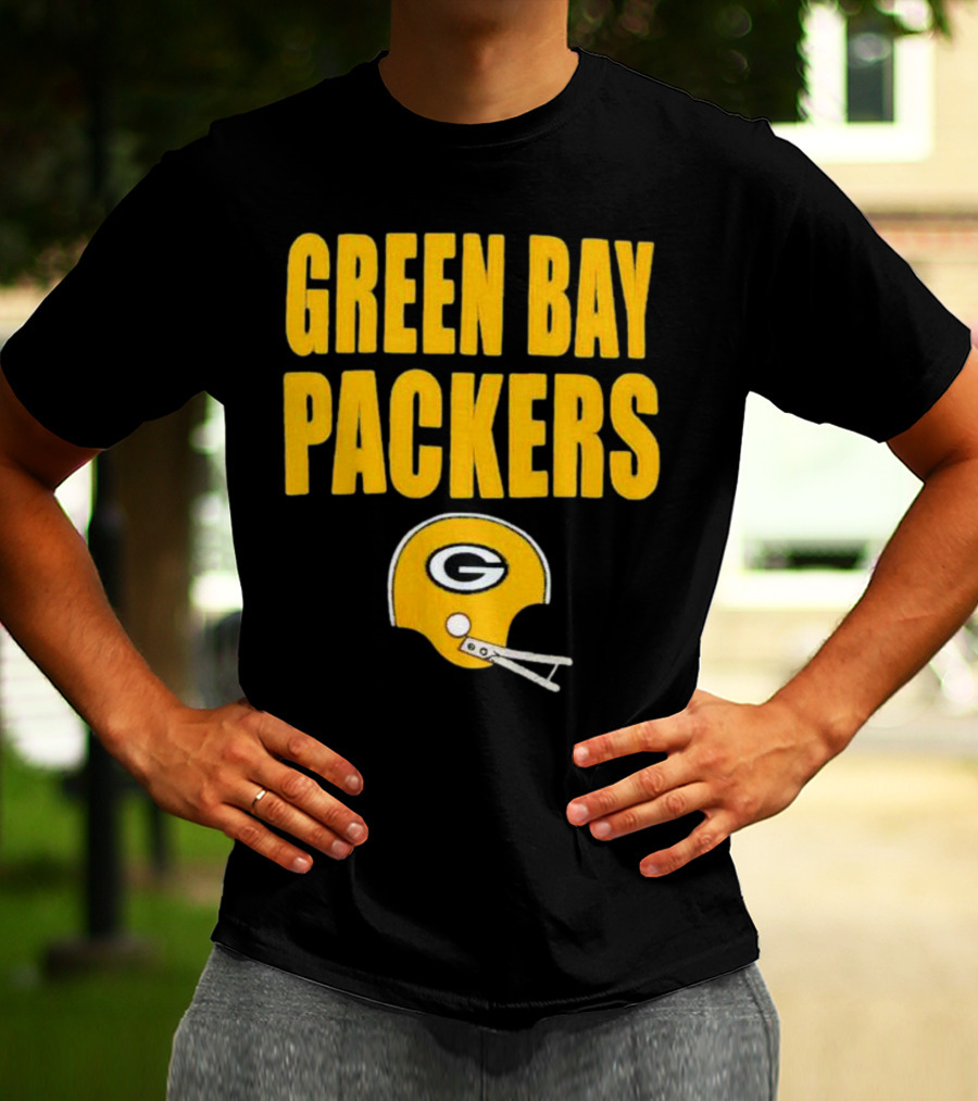 Green Bay Packers Helmet Logo And Text Football Fan Gear T-Shirt