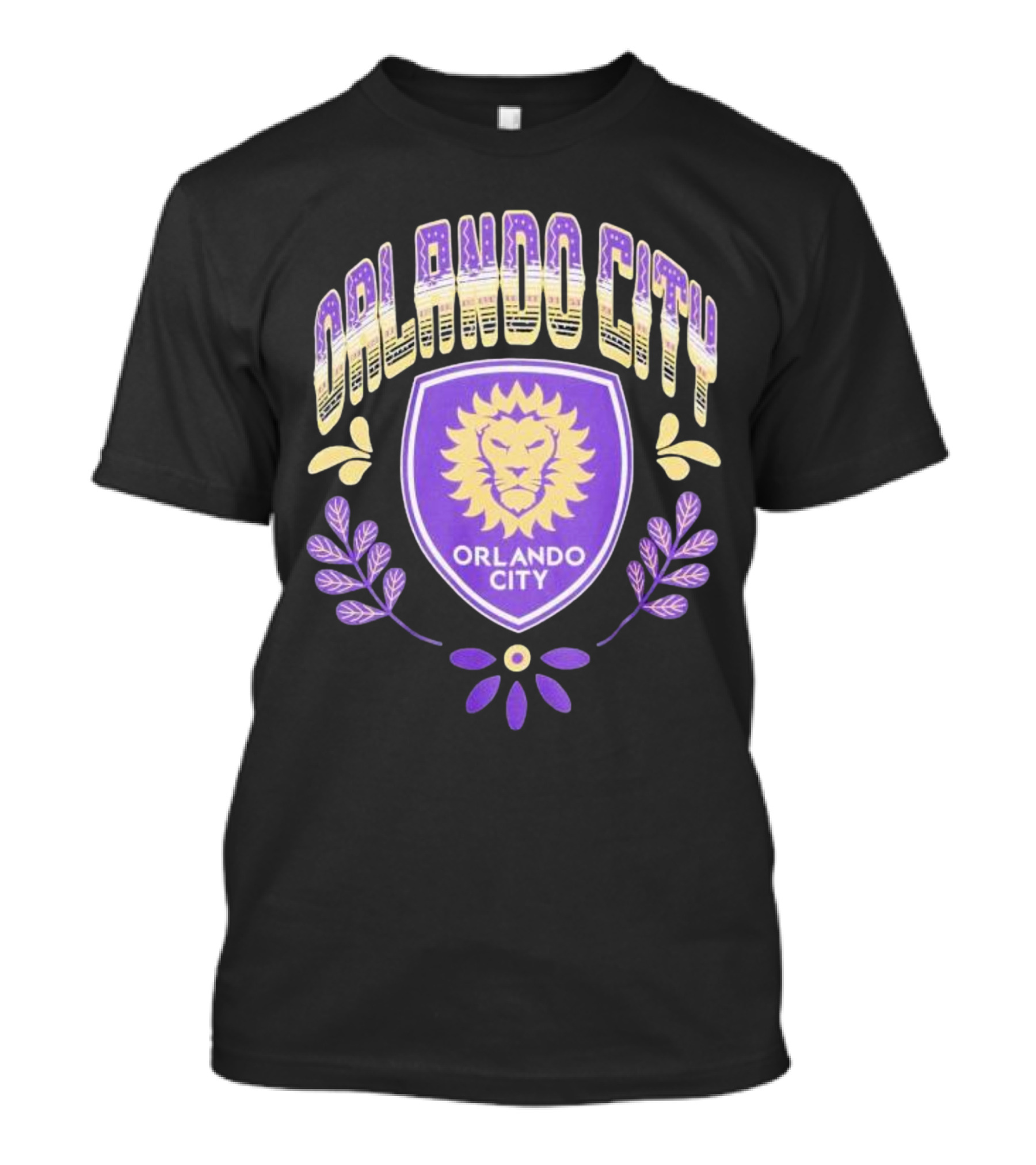 Orlando City SC Serape Style Lion Emblem Purple And Yellow T-Shirt