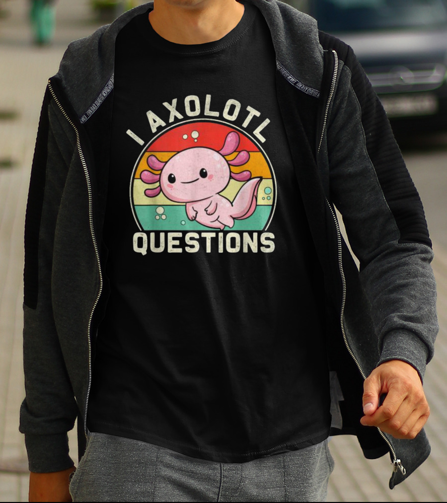 Vintage I Axolotl Questions Retro Rainbow Cute Axolotl T-Shirt