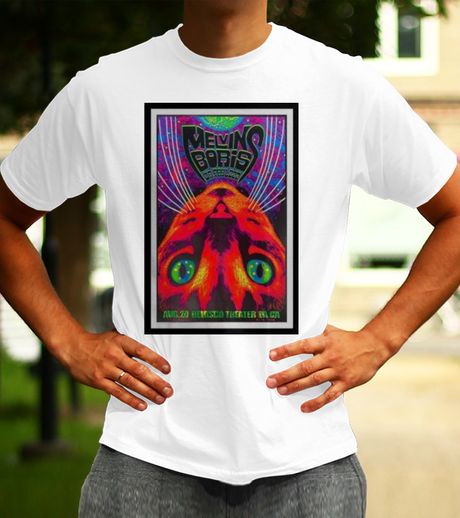 Melvins Boris Dr. Feelgood Aug 29 Belasco Theater LA CA Psychedelic Cat T-Shirt