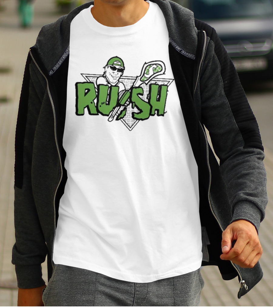 RUSH Lacrosse Player Logo Green And Black T-Shirt