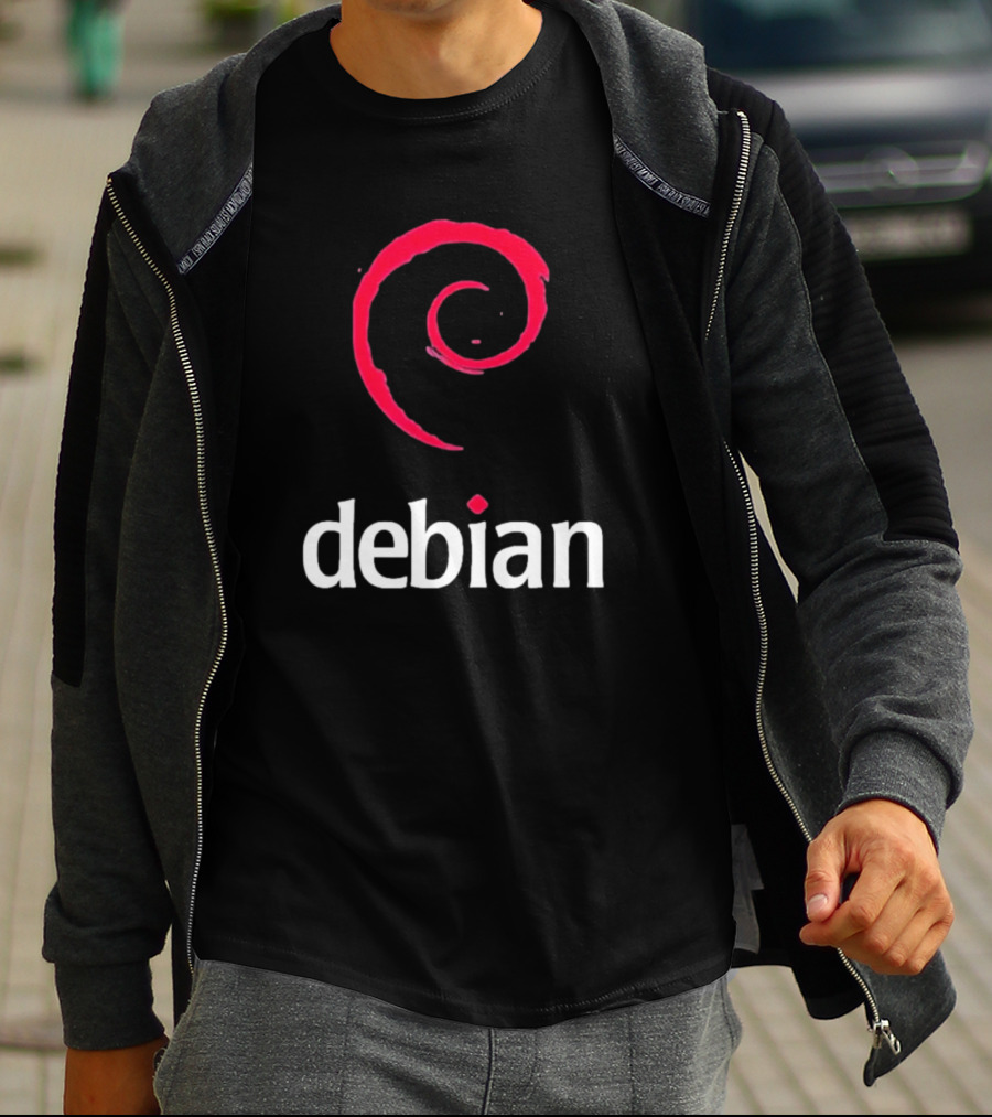 Jeff Geerling Debian GNU Linux Logo Spiral T-Shirt