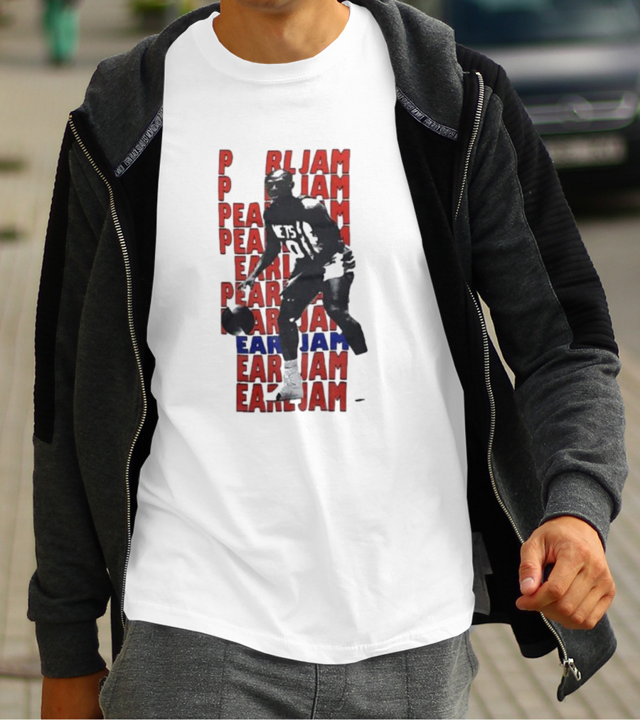 Pearl Jam Mookie Blaylock Basketball Tribute Red Blue Text T-Shirt
