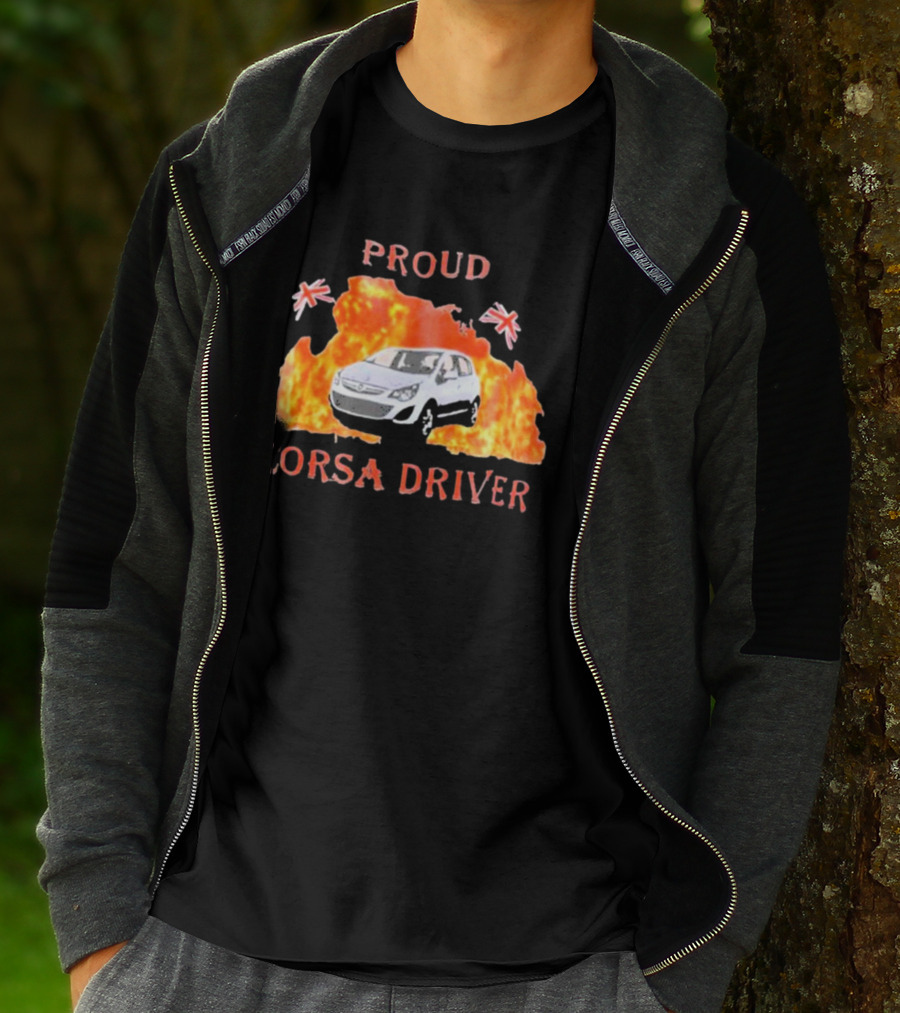 Proud Corsa Driver With UK Flames And Flags T-Shirt