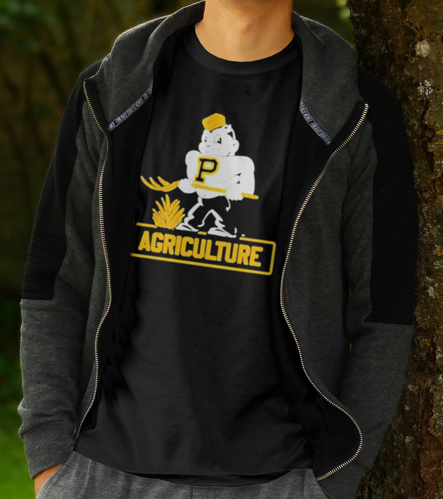 Purdue Agriculture Mascot With P Logo And Hay T-Shirt