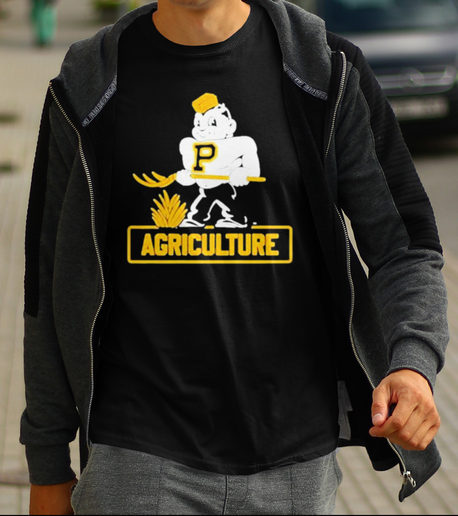 Purdue Agriculture Mascot With P Logo And Hay T-Shirt