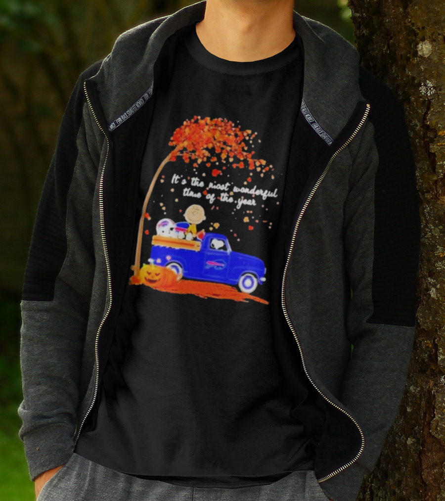 Snoopy And Charlie Brown Buffalo Bills It's The Most Wonderful Time Of The Year Autumn Truck Scene T-Shirt