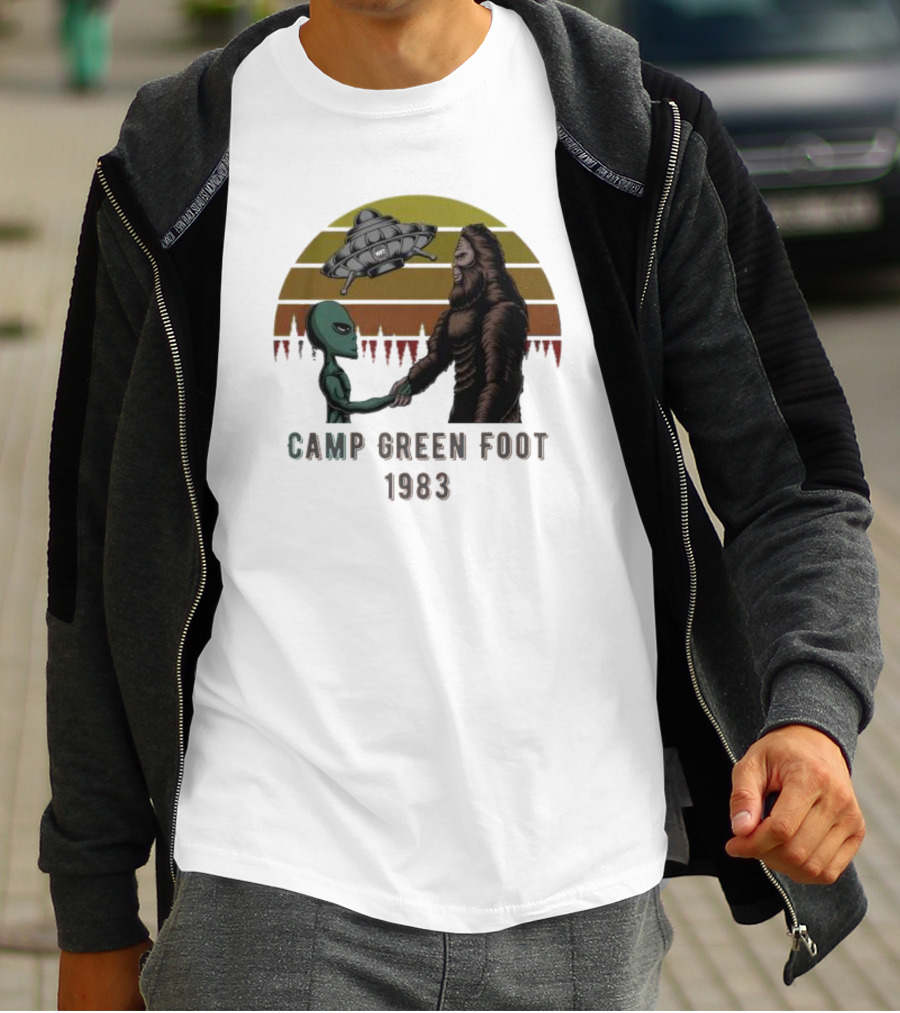Camp Green Foot 1983 UFO Alien Bigfoot Encounter T-Shirt