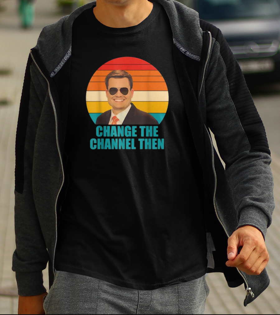 Change The Channel Then Retro Sunglasses News Anchor Stripes T-Shirt