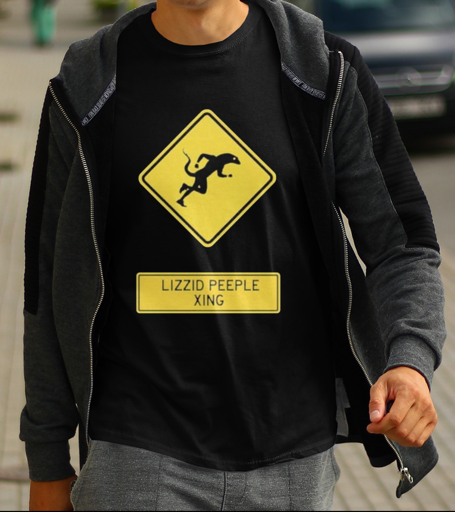Lizzid Peeple Xing Sign Caution Black And Yellow Warning T-Shirt